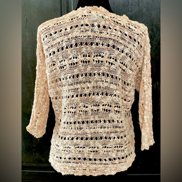 Cynthia Rowley tan/wht quarter sleeves sweater - Size XS - Picture 3 of 9